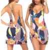 Ekouaer Women’s V Neck Racerback Sleeveless Nightgown(Navy Leaves)