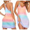 Ekouaer Women’s V Neck Racerback Sleeveless Nightgown(Orange Tie Dye)