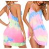 Ekouaer Women’s V Neck Racerback Sleeveless Nightgown(Pink Tie Dye)
