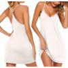 Ekouaer Women’s V Neck Racerback Sleeveless Nightgown(White)