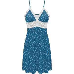 Ekouaer Sleepwear Womens Chemise Nightgown Full Slip Lace Lounge Dress(Dog Footprints)