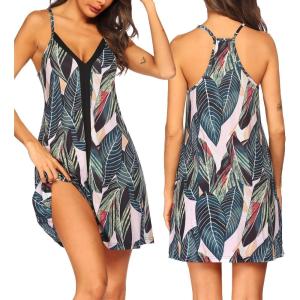 Ekouaer Women’s Nightgown Sexy V Neck Sleepwear Dress Adjustable Strap Tank Sleep Shirts Summer Soft Racerback Night Dress