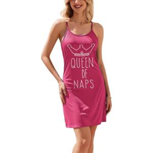 Ekouaer Womens Nightgowns for Women Sleeveless Rib Knit Sleepwear Chemise Nightgown Full Slip Ribbed Knit Dress S-XXL