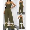 Ekouaer Jumpsuits for Women Sleeveless Spaghetti Strap Womens Jumpsuit One Piece Wide Leg Summer Romper With Pockets 2026(Army Green)