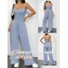 Ekouaer Jumpsuits for Women Sleeveless Spaghetti Strap Womens Jumpsuit One Piece Wide Leg Summer Romper With Pockets 2026(Grayish Blue)