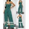 Ekouaer Jumpsuits for Women Sleeveless Spaghetti Strap Womens Jumpsuit One Piece Wide Leg Summer Romper With Pockets 2026(Green Floral)