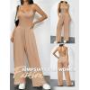 Ekouaer Jumpsuits for Women Sleeveless Spaghetti Strap Womens Jumpsuit One Piece Wide Leg Summer Romper With Pockets 2026(Khaki)