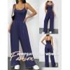 Ekouaer Jumpsuits for Women Sleeveless Spaghetti Strap Womens Jumpsuit One Piece Wide Leg Summer Romper With Pockets 2026(Navy Blue)