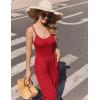 Ekouaer Jumpsuits for Women Sleeveless Spaghetti Strap Womens Jumpsuit One Piece Wide Leg Summer Romper With Pockets 2026(True Red)