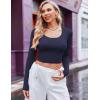 Ekouaer Long Sleeve Crop Tops for Women Scroop Neck Lightweight Basic Base Layer Thermal Undershirts Shirts(A Navy Blue)
