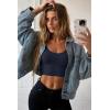 Ekouaer Long Sleeve Crop Tops for Women Scroop Neck Lightweight Basic Base Layer Thermal Undershirts Shirts(A Navy Blue)