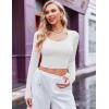 Ekouaer Long Sleeve Crop Tops for Women Scroop Neck Lightweight Basic Base Layer Thermal Undershirts Shirts(A White)