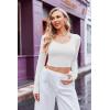 Ekouaer Long Sleeve Crop Tops for Women Scroop Neck Lightweight Basic Base Layer Thermal Undershirts Shirts(Black/White)