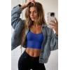 Ekouaer Long Sleeve Crop Tops for Women Scroop Neck Lightweight Basic Base Layer Thermal Undershirts Shirts(Royal Blue)
