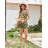 Ekouaer Rompers for Women Boho Floral Summer Romper Sleeveless Spaghetti Strap Smocked Loose Casual Shorts Jumpsuits(Apricot Green Flowers)