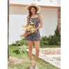 Ekouaer Rompers for Women Boho Floral Summer Romper Sleeveless Spaghetti Strap Smocked Loose Casual Shorts Jumpsuits(Black Flowers)