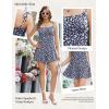 Ekouaer Rompers for Women Boho Floral Summer Romper Sleeveless Spaghetti Strap Smocked Loose Casual Shorts Jumpsuits(Blue Flower)