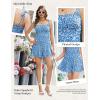 Ekouaer Rompers for Women Boho Floral Summer Romper Sleeveless Spaghetti Strap Smocked Loose Casual Shorts Jumpsuits(Blue White Flowers)