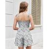 Ekouaer Rompers for Women Boho Floral Summer Romper Sleeveless Spaghetti Strap Smocked Loose Casual Shorts Jumpsuits(Khaki Green Plants)