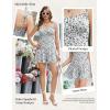 Ekouaer Rompers for Women Boho Floral Summer Romper Sleeveless Spaghetti Strap Smocked Loose Casual Shorts Jumpsuits(Khaki Green Plants)