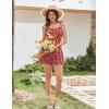 Ekouaer Rompers for Women Boho Floral Summer Romper Sleeveless Spaghetti Strap Smocked Loose Casual Shorts Jumpsuits(Red White Flowers)