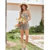 Ekouaer Rompers for Women Boho Floral Summer Romper Sleeveless Spaghetti Strap Smocked Loose Casual Shorts Jumpsuits(Yellow White)