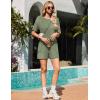 Ekouaer Rompers for Women Casual Ribbed Short Sleeve T-Shirt Tee Romper Summer Outfits with Pockets 2026(Armygreen)