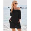 Ekouaer Rompers for Women Casual Ribbed Short Sleeve T-Shirt Tee Romper Summer Outfits with Pockets 2026(Black)