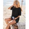 Ekouaer Rompers for Women Casual Ribbed Short Sleeve T-Shirt Tee Romper Summer Outfits with Pockets 2026(Black)