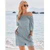 Ekouaer Rompers for Women Casual Ribbed Short Sleeve T-Shirt Tee Romper Summer Outfits with Pockets 2026(Blue)