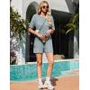 Ekouaer Rompers for Women Casual Ribbed Short Sleeve T-Shirt Tee Romper Summer Outfits with Pockets 2026(Blue)