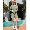 Ekouaer Rompers for Women Casual Ribbed Short Sleeve T-Shirt Tee Romper Summer Outfits with Pockets 2026(Celadon Green)