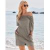 Ekouaer Rompers for Women Casual Ribbed Short Sleeve T-Shirt Tee Romper Summer Outfits with Pockets 2026(Coffeebrown)