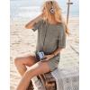 Ekouaer Rompers for Women Casual Ribbed Short Sleeve T-Shirt Tee Romper Summer Outfits with Pockets 2026(Coffeebrown)