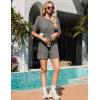 Ekouaer Rompers for Women Casual Ribbed Short Sleeve T-Shirt Tee Romper Summer Outfits with Pockets 2026(Dark Grey)