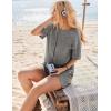 Ekouaer Rompers for Women Casual Ribbed Short Sleeve T-Shirt Tee Romper Summer Outfits with Pockets 2026(Dark Grey)