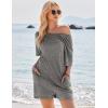Ekouaer Rompers for Women Casual Ribbed Short Sleeve T-Shirt Tee Romper Summer Outfits with Pockets 2026(Dark Grey)