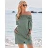 Ekouaer Rompers for Women Casual Ribbed Short Sleeve T-Shirt Tee Romper Summer Outfits with Pockets 2026(Green)