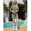 Ekouaer Rompers for Women Casual Ribbed Short Sleeve T-Shirt Tee Romper Summer Outfits with Pockets 2026(Green)