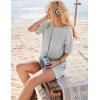 Ekouaer Rompers for Women Casual Ribbed Short Sleeve T-Shirt Tee Romper Summer Outfits with Pockets 2026(Light Gery)