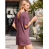 Ekouaer Rompers for Women Casual Ribbed Short Sleeve T-Shirt Tee Romper Summer Outfits with Pockets 2026(Maroon)