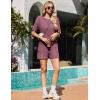 Ekouaer Rompers for Women Casual Ribbed Short Sleeve T-Shirt Tee Romper Summer Outfits with Pockets 2026(Maroon)