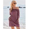 Ekouaer Rompers for Women Casual Ribbed Short Sleeve T-Shirt Tee Romper Summer Outfits with Pockets 2026(Maroon)