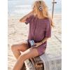 Ekouaer Rompers for Women Casual Ribbed Short Sleeve T-Shirt Tee Romper Summer Outfits with Pockets 2026(Maroon)