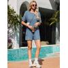 Ekouaer Rompers for Women Casual Ribbed Short Sleeve T-Shirt Tee Romper Summer Outfits with Pockets 2026(Navy Blue)