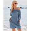 Ekouaer Rompers for Women Casual Ribbed Short Sleeve T-Shirt Tee Romper Summer Outfits with Pockets 2026(Navy Blue)
