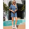 Ekouaer Rompers for Women Casual Ribbed Short Sleeve T-Shirt Tee Romper Summer Outfits with Pockets 2026(Snorkel Blue)