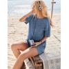 Ekouaer Rompers for Women Casual Ribbed Short Sleeve T-Shirt Tee Romper Summer Outfits with Pockets 2026(Snorkel Blue)