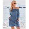 Ekouaer Rompers for Women Casual Ribbed Short Sleeve T-Shirt Tee Romper Summer Outfits with Pockets 2026(Snorkel Blue)