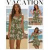 Ekouaer Rompers for Women Summer Romper Sleeveless Scoop Neck Short Jumpsuits for Women Beach Jumpsuit with Pockets 2026(Army Green Floral)